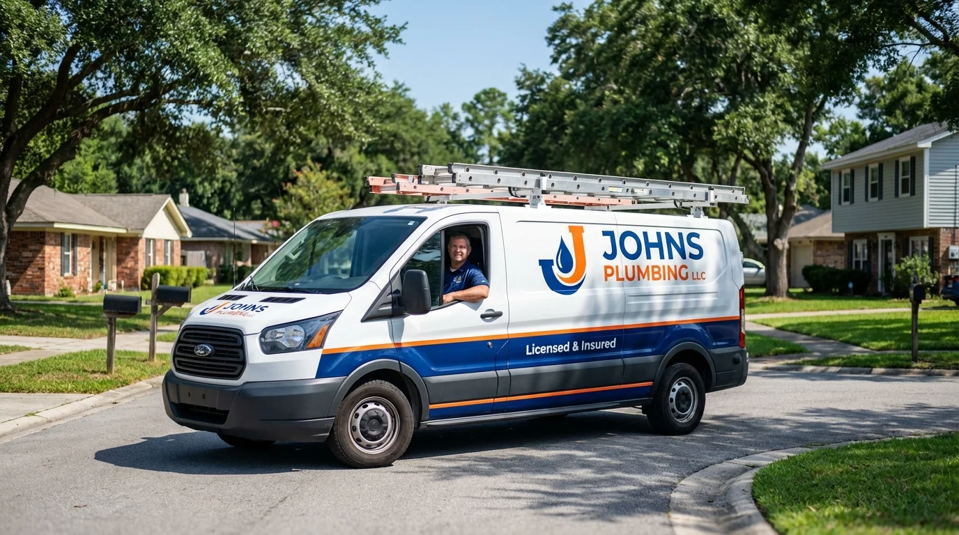 Johns Plumbing LLC service van in Monticello, AR