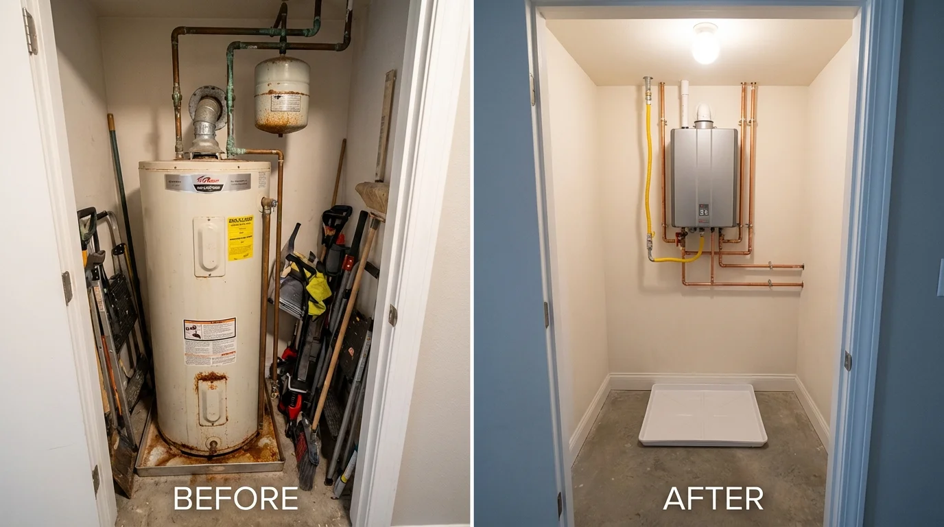 Tank water heater versus wall-mounted tankless unit comparison for Monticello, AR homeowners